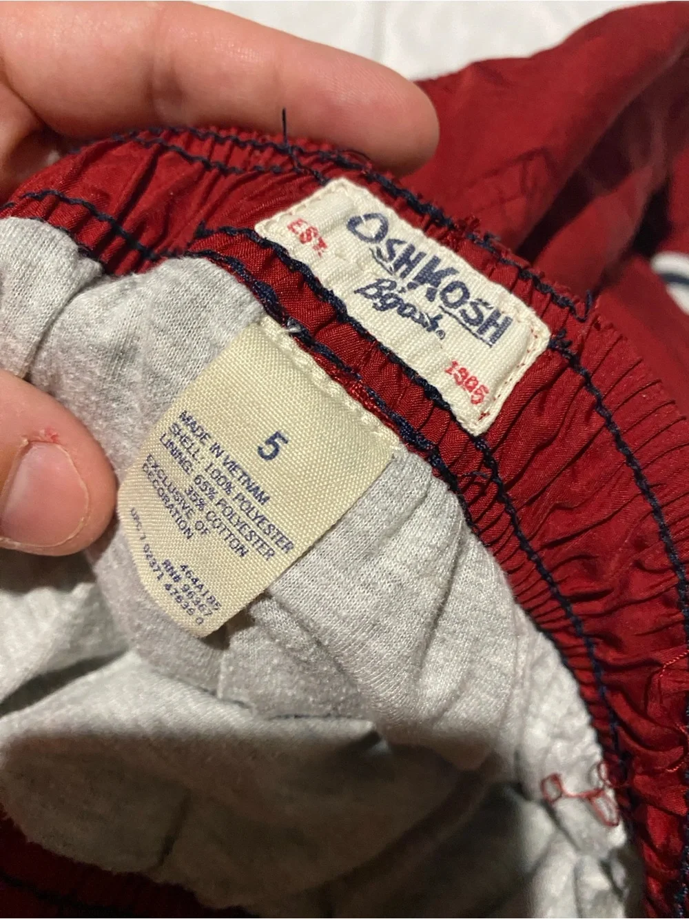 Vintage OshKosh B'gosh Lined Burgundy Kids Athletic Pants